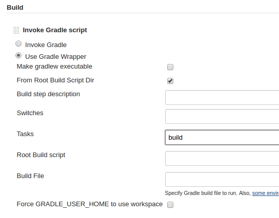 Enter the Gradle build file for Jenkins Android build
