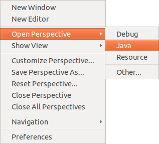 Switching perspectives in the Eclipse IDE