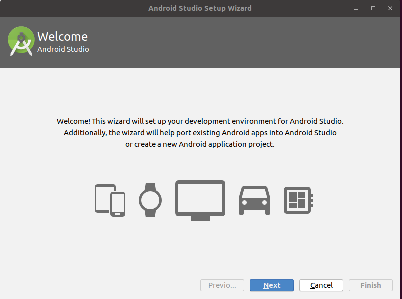 Configuration wizard of Android Studio