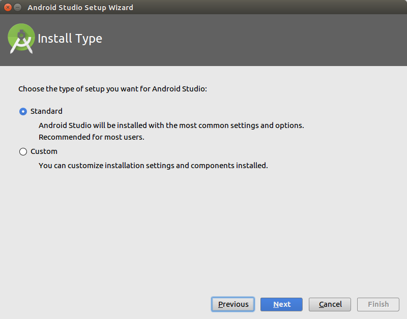 Configuration wizard of Android Studio