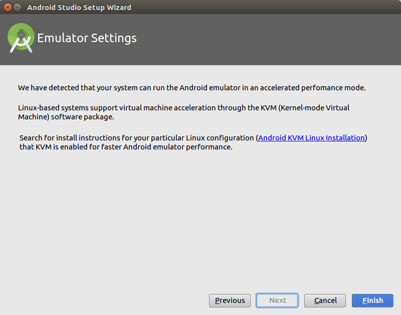 Configuration wizard of Android Studio