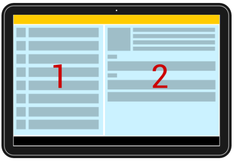 Fragments usage on a tablet device