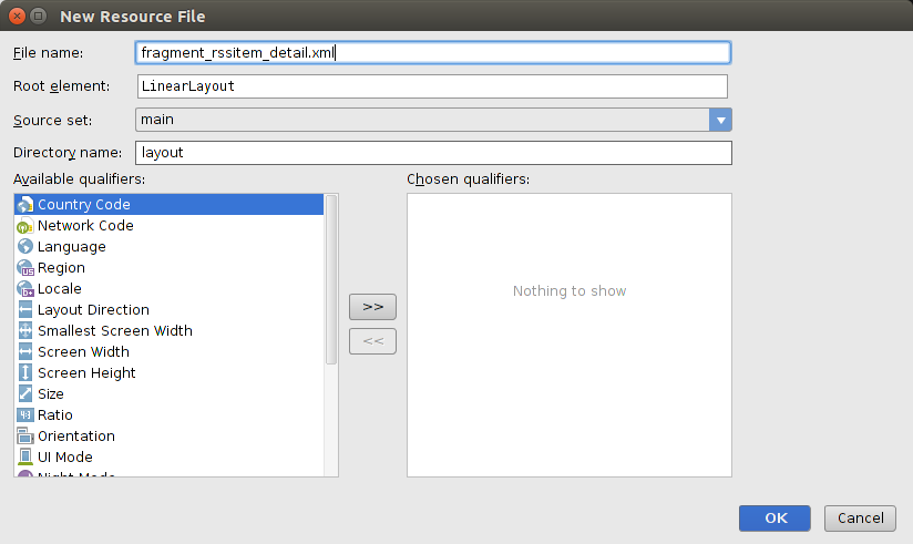 Creating a new layout file selection dialog
