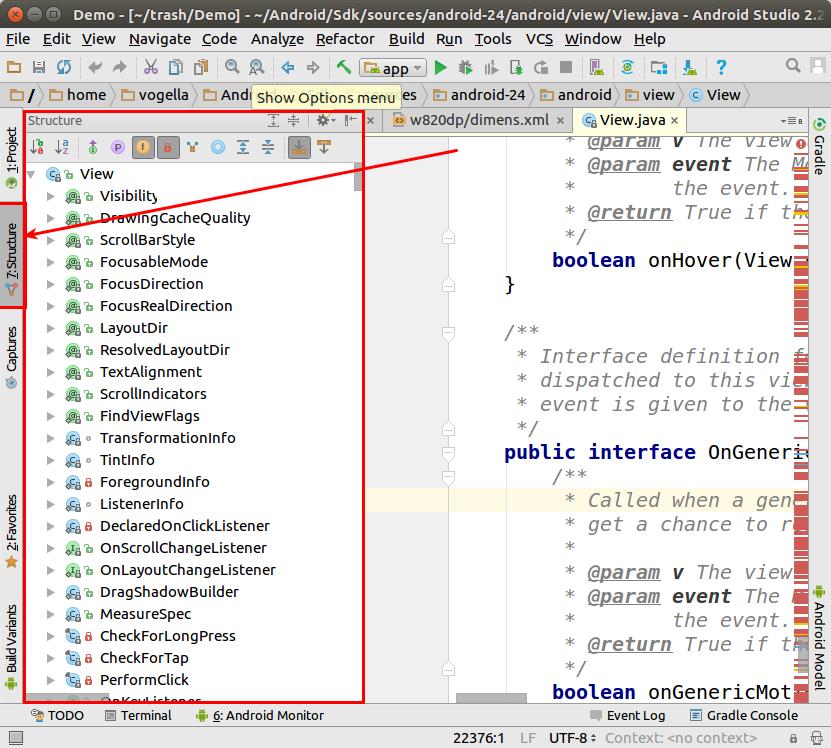 structure view in androidstudio