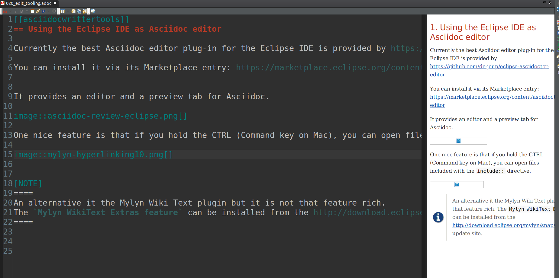 asciidoc review eclipse