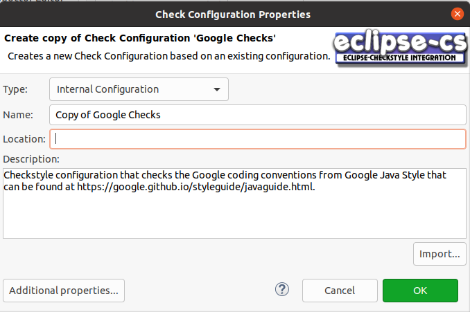 checkstyle eclipse rules20