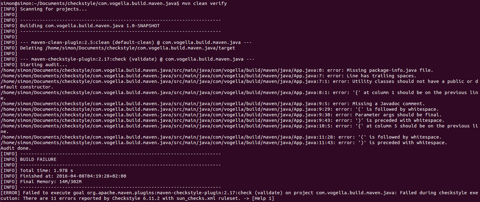 maven checkstyle execution