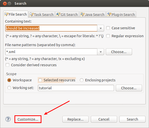 Customize search
