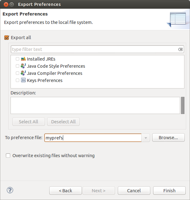 Export your Eclipse preferences.