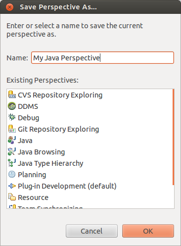 Save your perspective configuration