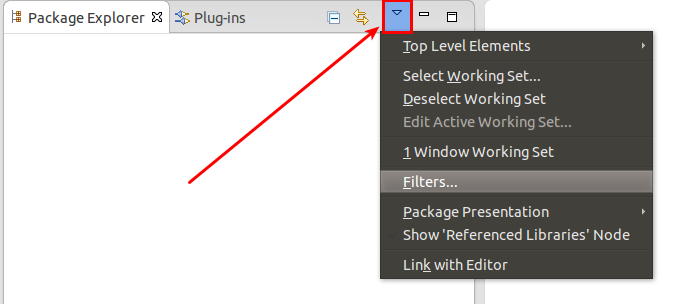 Filter in the package explorer