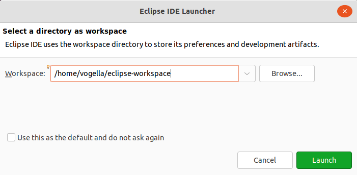 Selecting the Workspace