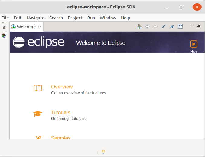 Closing the Eclipse welcome screen