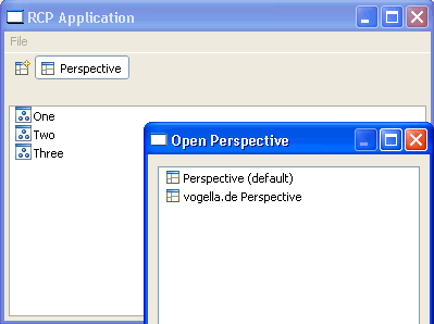 Selecting the perspective in the running application