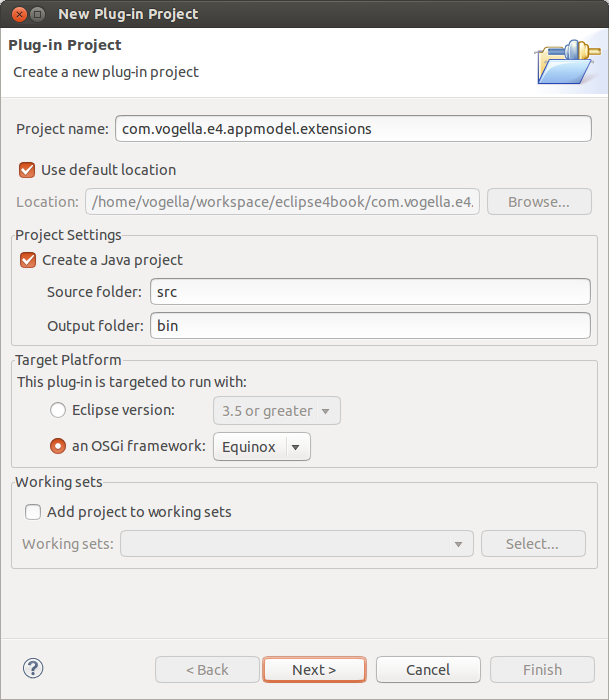 Wizard to create a simple plug-in