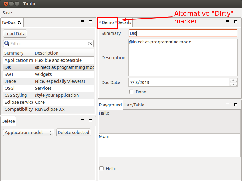 Stack renderer with alternative dirty implementation
