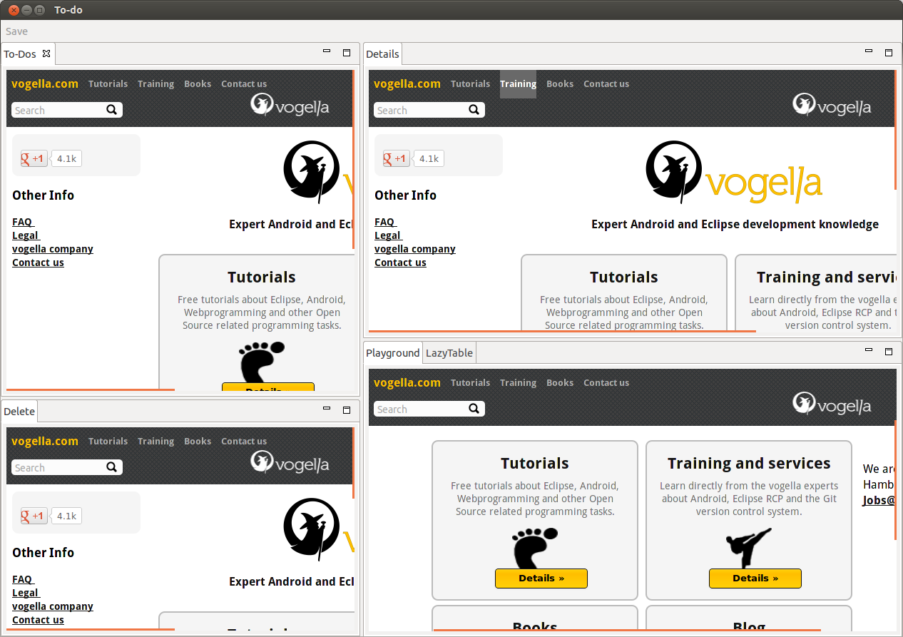 Using a Browser Renderer for the Parts
