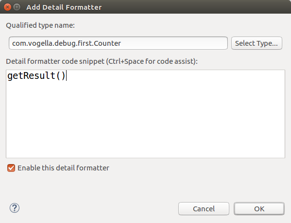 Detailled formater example