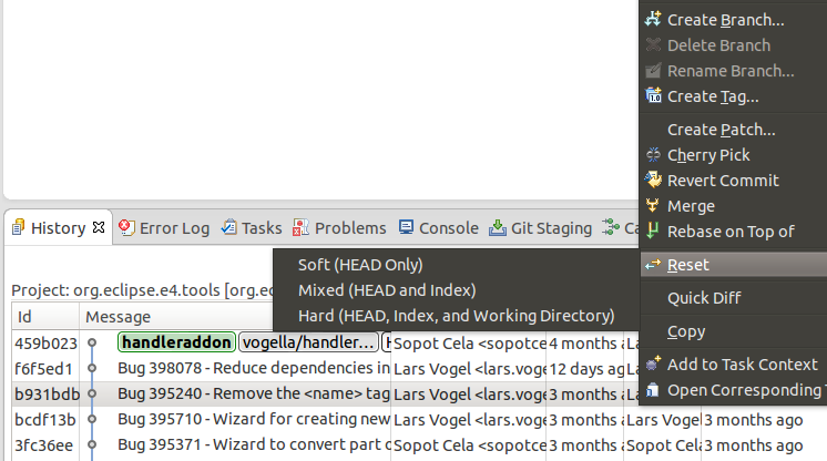 Reset in EGit