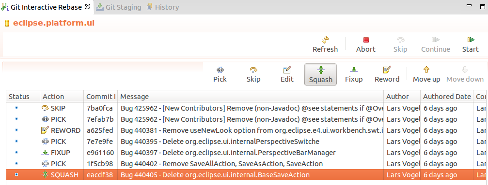 Interactive Rebase EGit