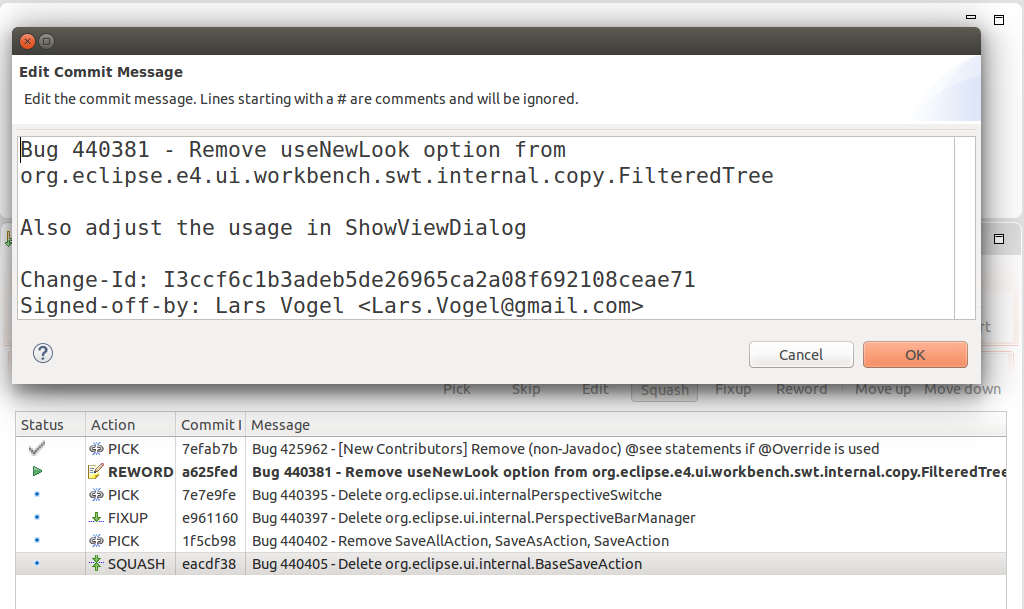 Interactive Rebase EGit