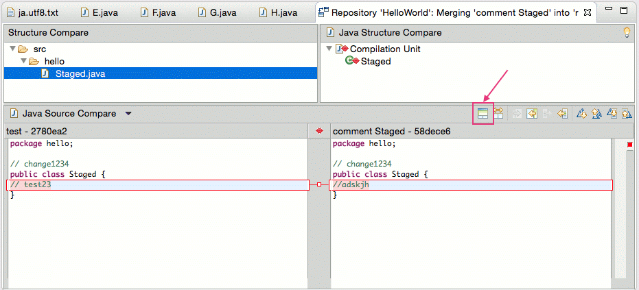 Three way merge view in Eclipse