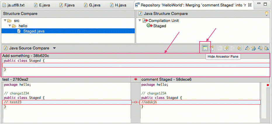 Three way merge view in Eclipse