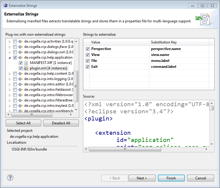 Eclipse PDE Wizard for externizing plugin.xml