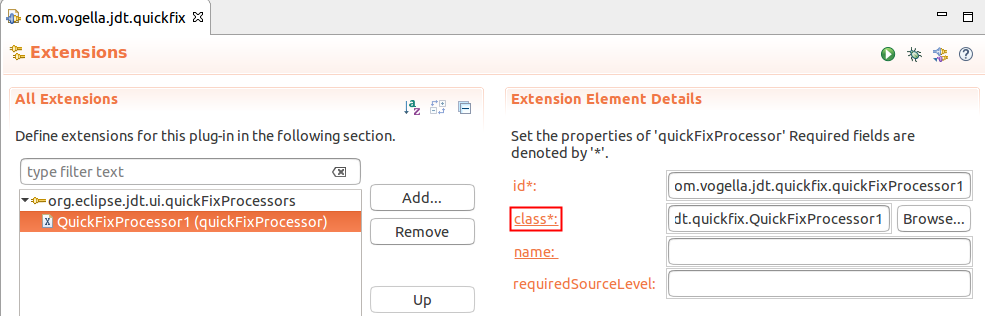 added quickfix extensionpoint