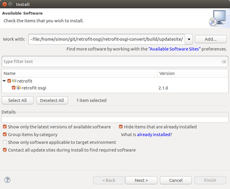 install retrofit osgi