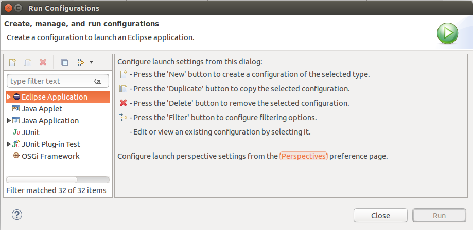 run configurations