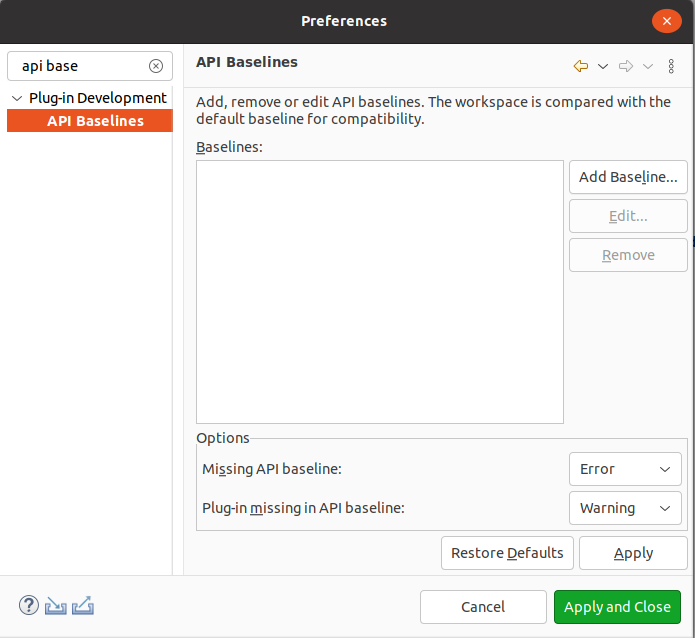 Setting up the API baseline