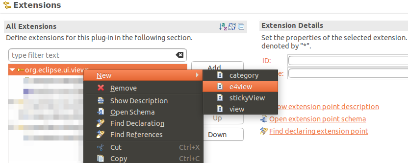 Adding e4view entry