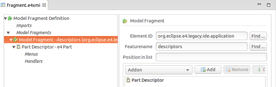 Adding a part descriptor to the Eclipse IDE