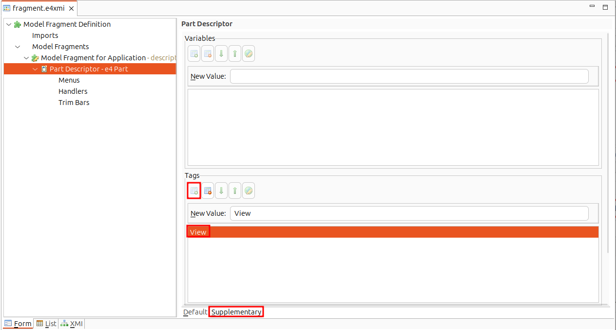 Adding a part descriptor to the Eclipse IDE