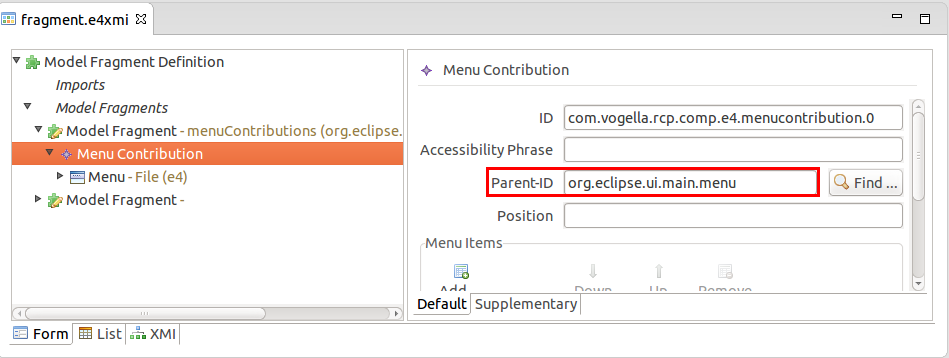 Contributing to the Eclipse menu