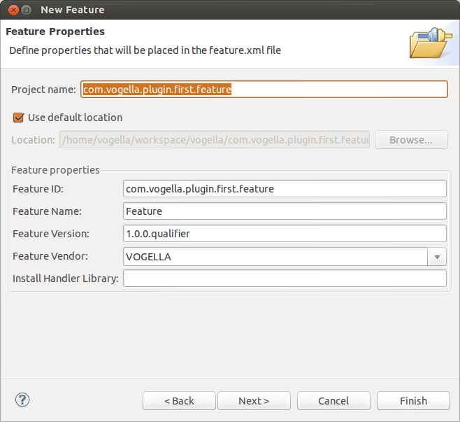 Creating a feature project for the plug-in export