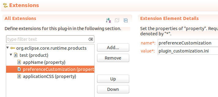 Referring to the plugin_customization.ini file in the product extension