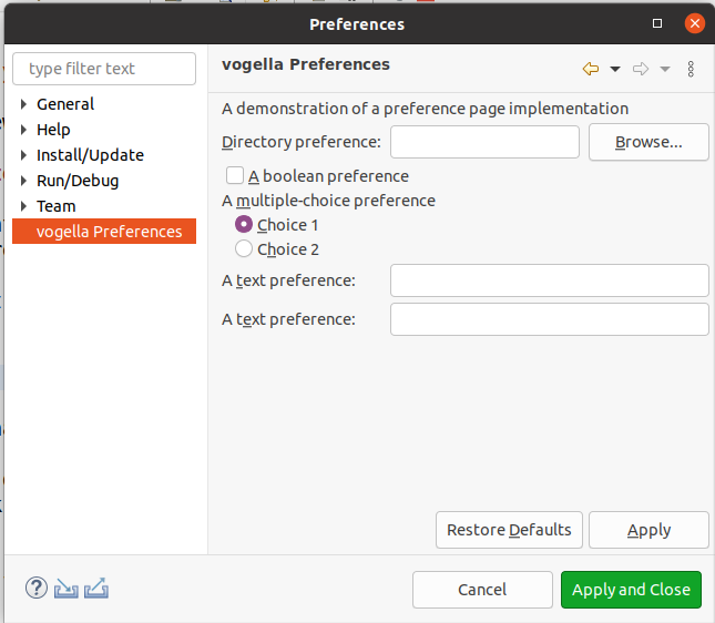 preference page ide10