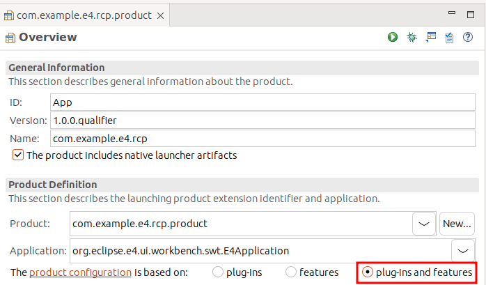 Switching to features in the product configuration file