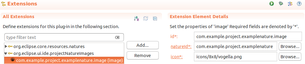 project nature images extension point