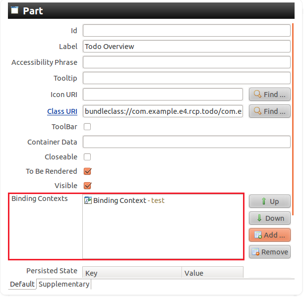 BindingContent defined specific for a part