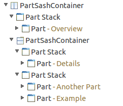 The hierarchy of Parts using PartStacks and PartSashcontainers.