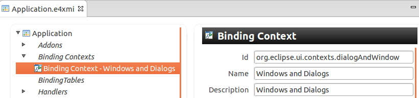 How to add the Binding Context Entries