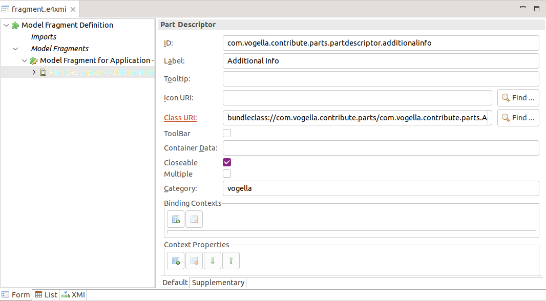 Adding a part descriptor 2