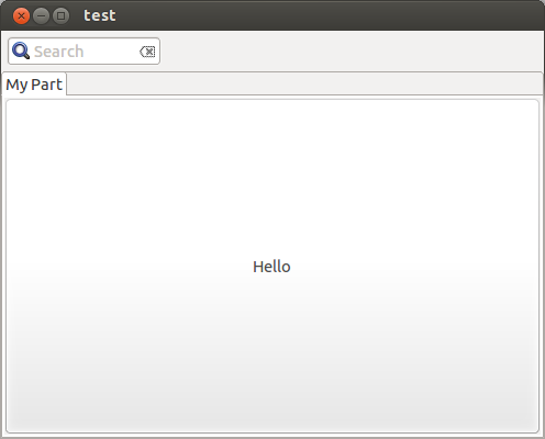 Resulting application with a search Toolitem
