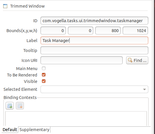 Enter the data for the TrimmedWindow in the model editor