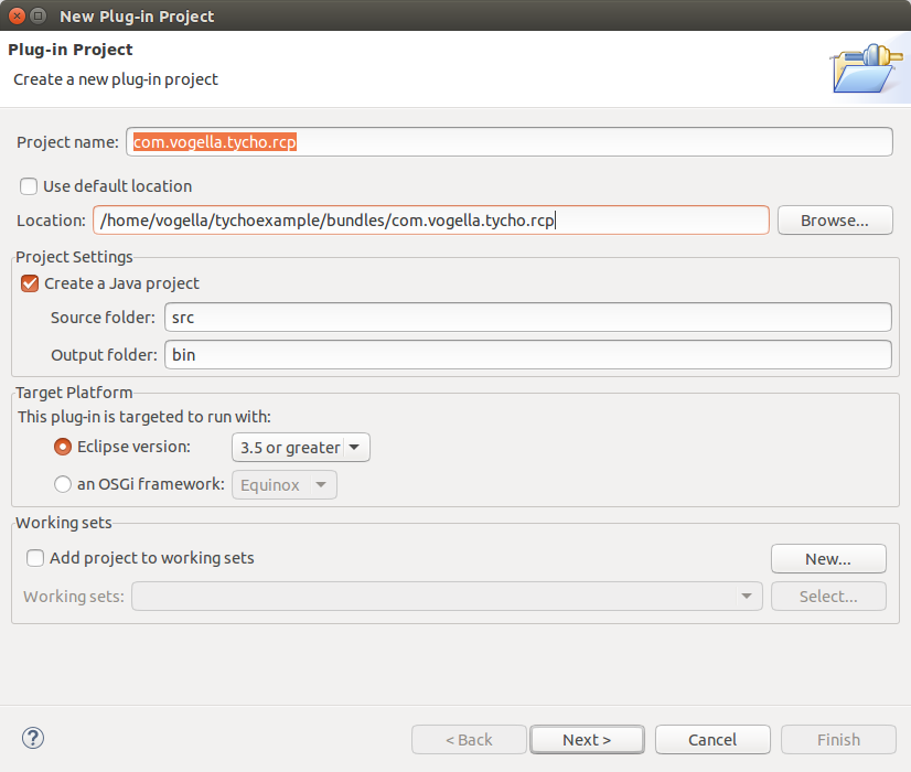 Eclipse RCP plug-in creation