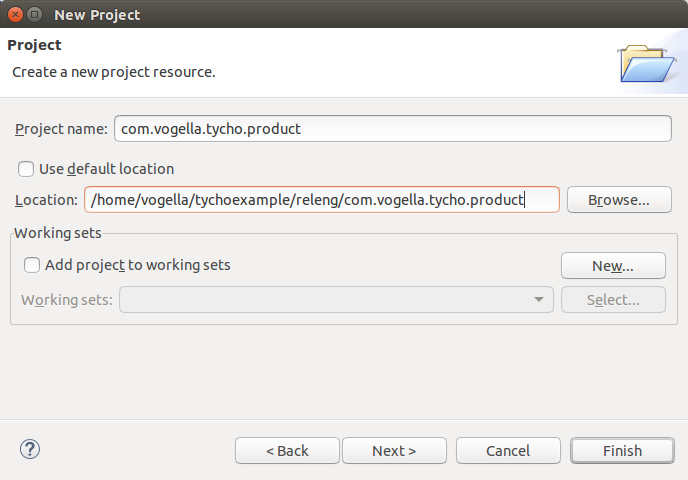 Eclipse project for the product creation