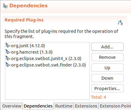 SWTBot test dependencies